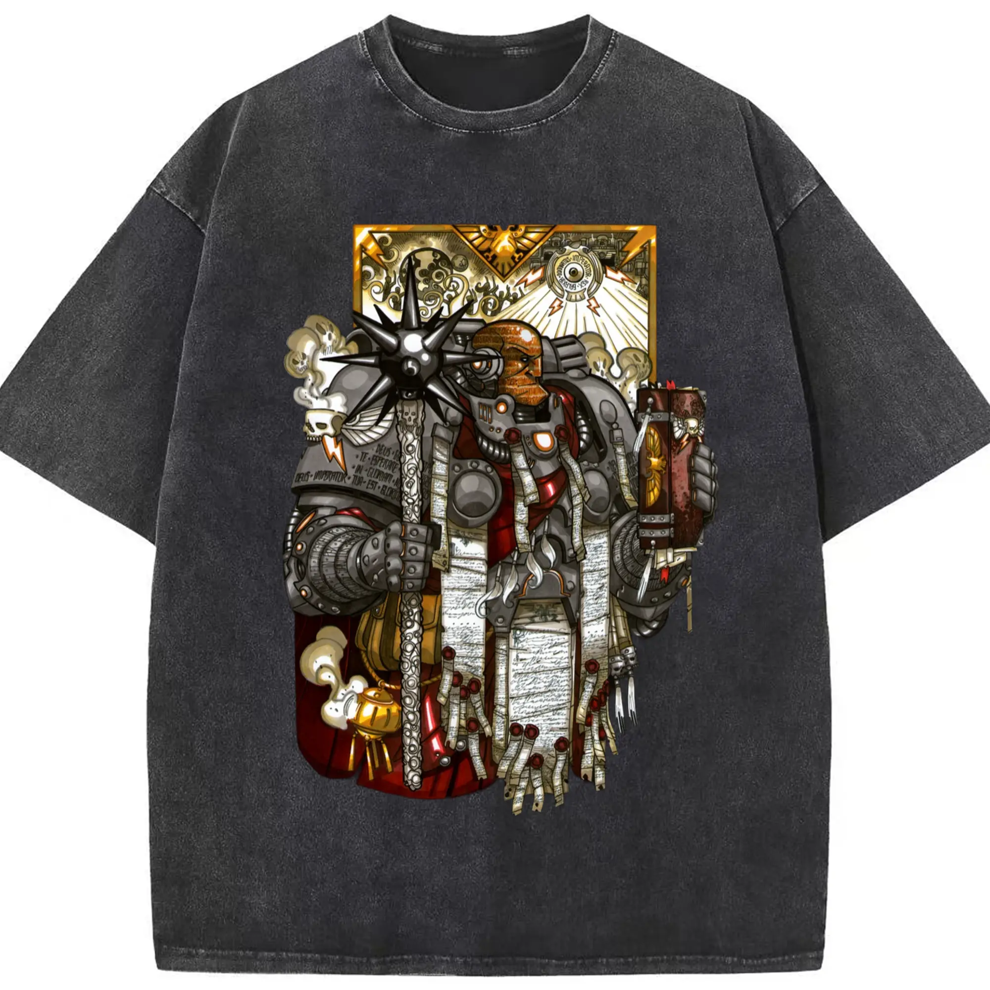 Warhammer 40k t shirt​ - Washed Vintage Look 230g Cotton Oversized T-Shirt With Front Heat Transfer Print – Soft, Lightweight, Stylish Fit – Comfortable Casual Wear For Sports & Everyday Use