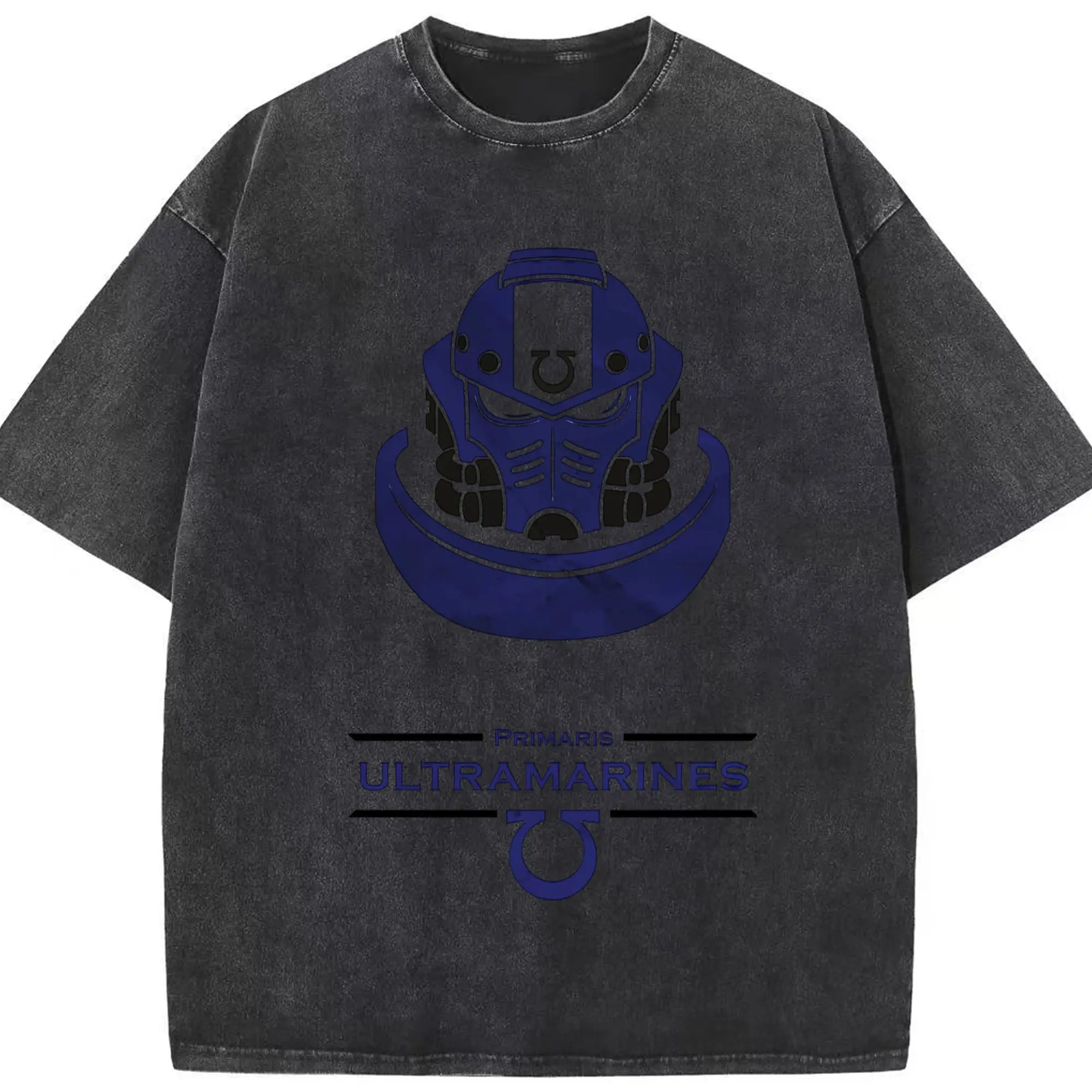 Warhammer 40k ultramarines t-shirt - Washed Vintage Look 230g Cotton Oversized T-Shirt With Front Heat Transfer Print – Soft, Lightweight, Stylish Fit – Comfortable Casual Wear For Sports & Everyday Use