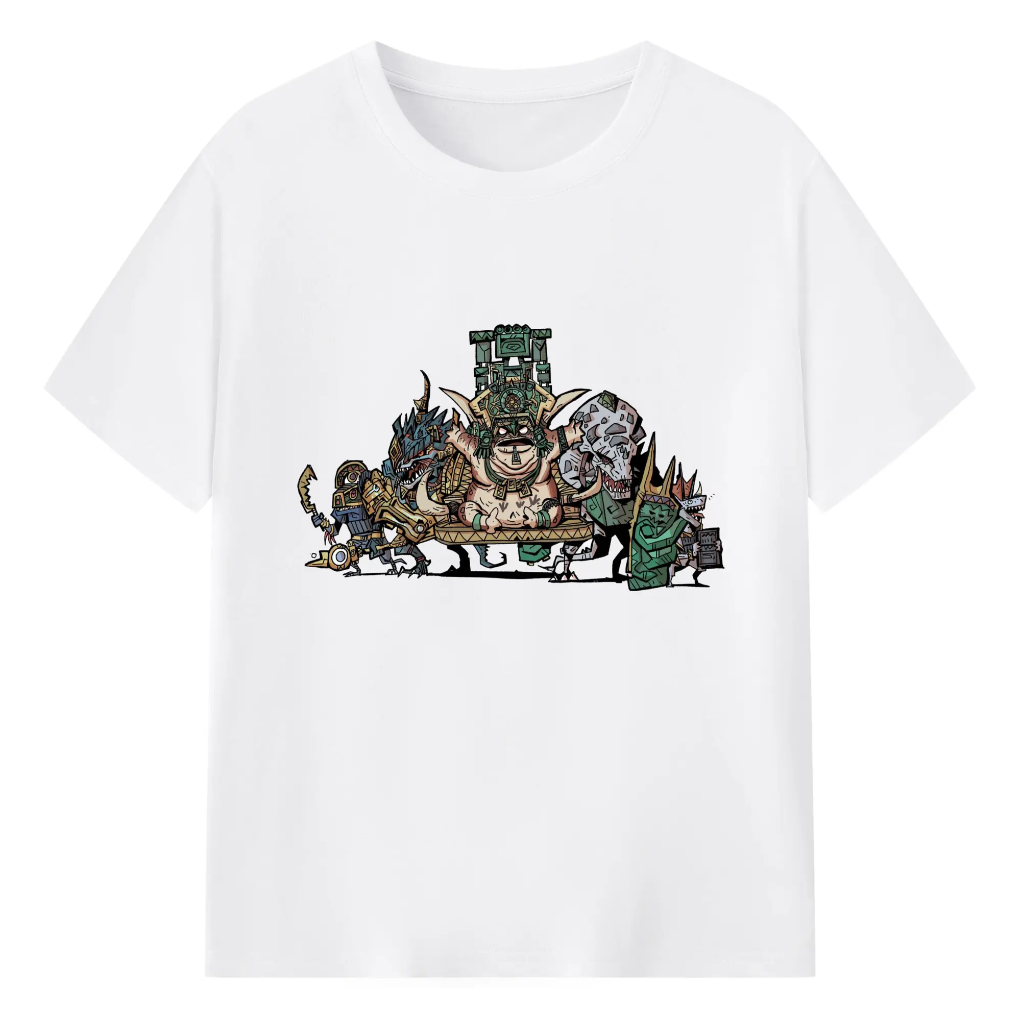 Total war warhammer Lizardmen graphic t shirt​ - 180g Cotton T-Shirt With Front Heat Transfer Print – Soft, Lightweight, Fitted Design – Comfortable Casual Wear For Sports & Everyday Use