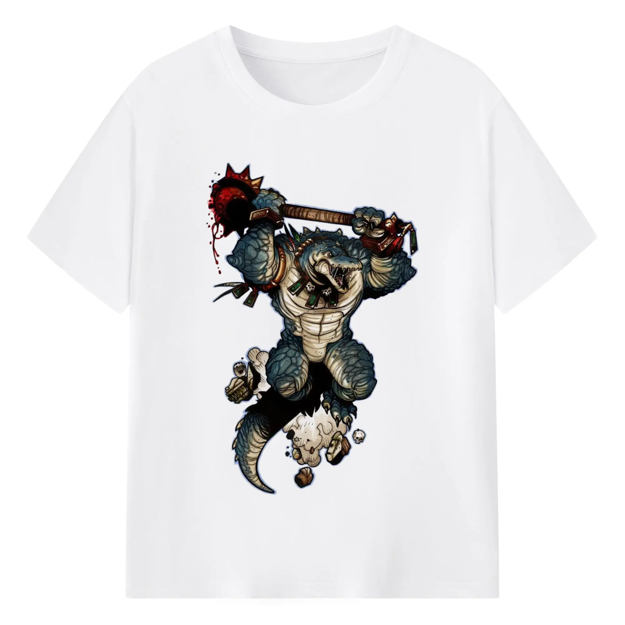 Total war warhammer Lizardmen t shirt​ - 180g Cotton T-Shirt With Front Heat Transfer Print – Soft, Lightweight, Fitted Design – Comfortable Casual Wear For Sports & Everyday Use