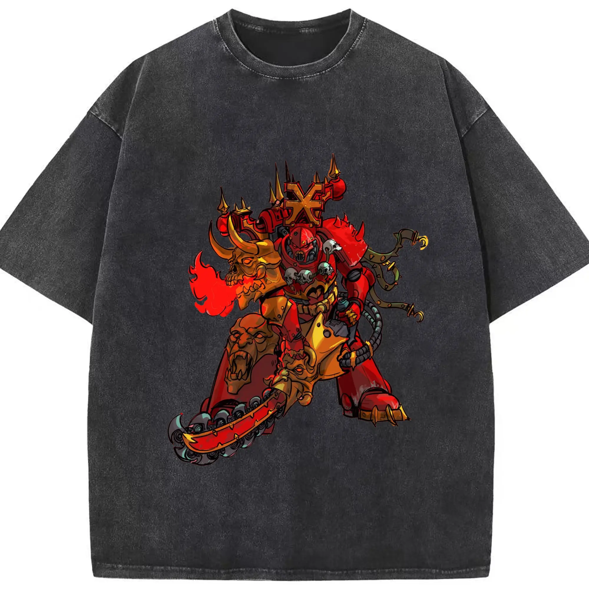 Total war warhammer Chaos Armies t shirt​ - Washed Vintage Look 230g Cotton Oversized T-Shirt With Front Heat Transfer Print – Soft, Lightweight, Stylish Fit – Comfortable Casual Wear For Sports & Everyday Use
