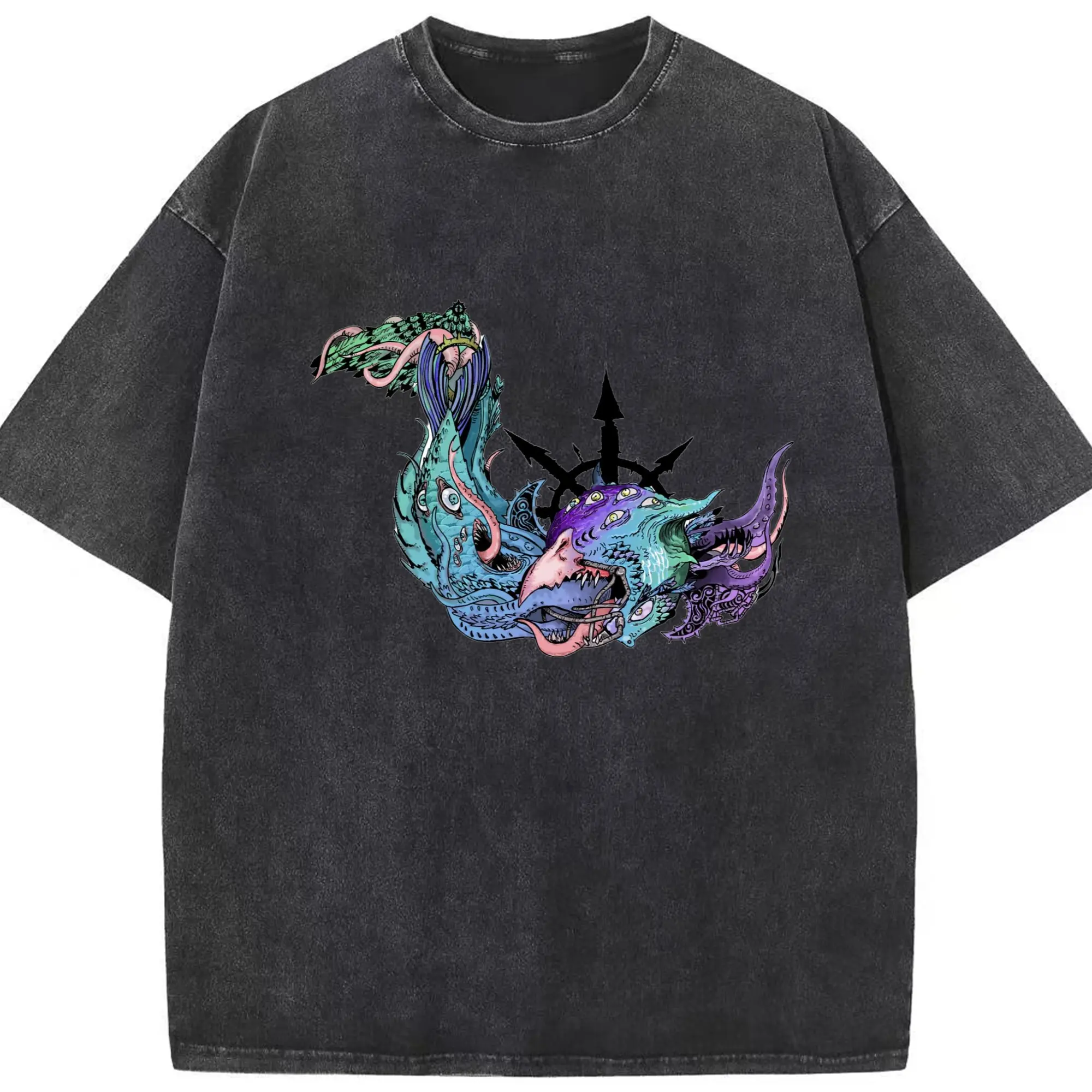 Total war warhammer Chaos t shirt​ - Washed Vintage Look 230g Cotton Oversized T-Shirt With Front Heat Transfer Print – Soft, Lightweight, Stylish Fit – Comfortable Casual Wear For Sports & Everyday Use
