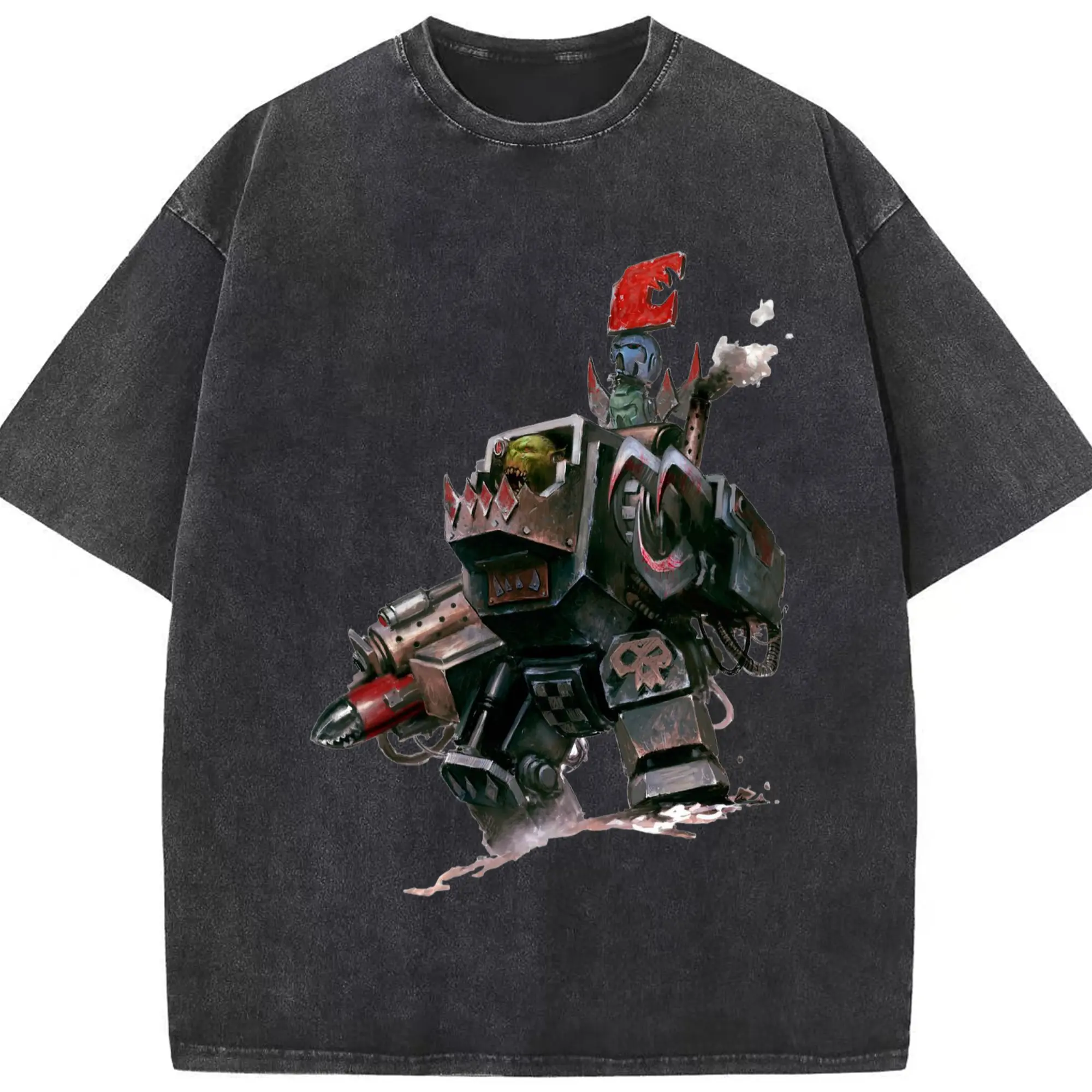 Total war warhammer Skaven t shirt​ - Washed Vintage Look 230g Cotton Oversized T-Shirt With Front Heat Transfer Print – Soft, Lightweight, Stylish Fit – Comfortable Casual Wear For Sports & Everyday Use