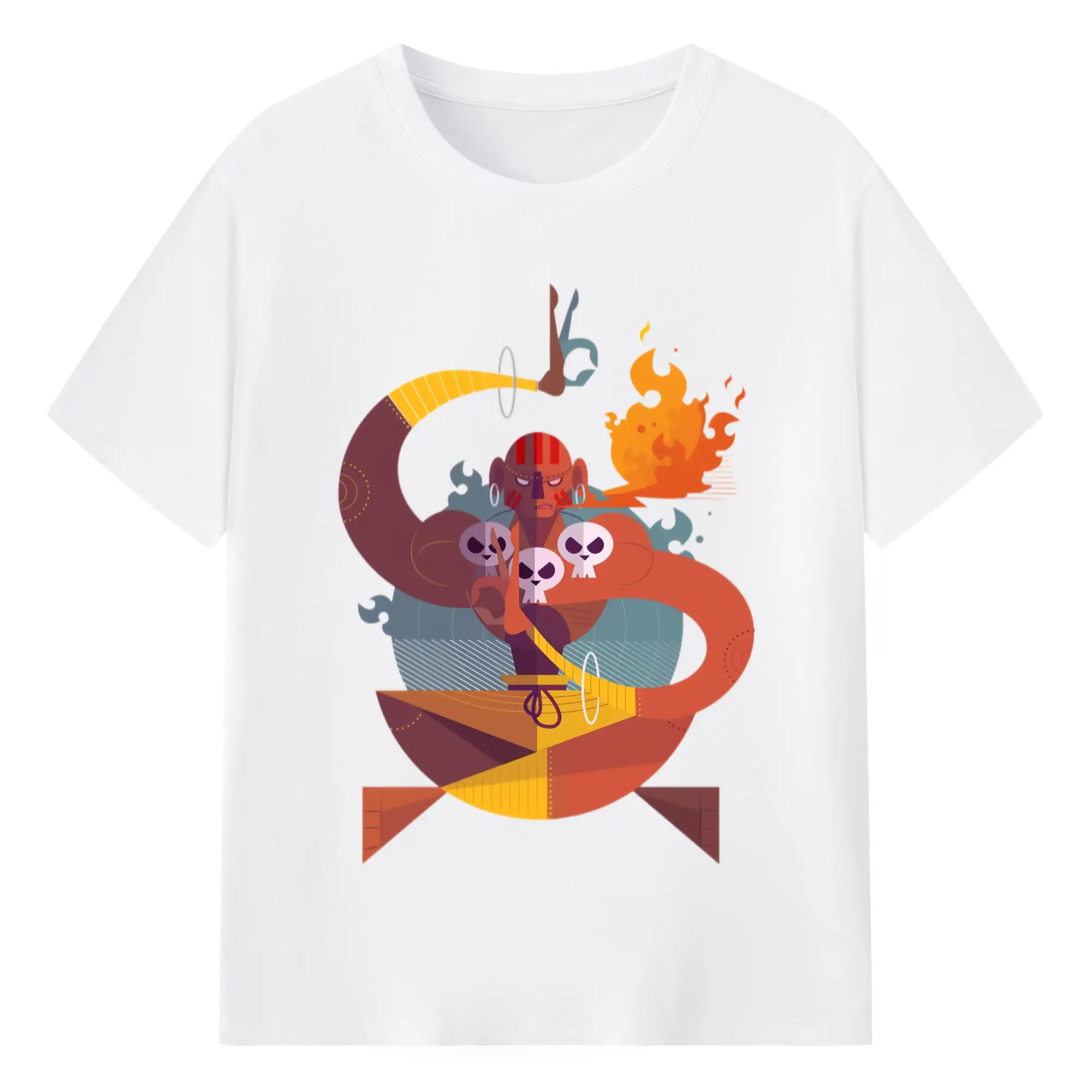 Street fighter dhalsim tee - 180g Cotton T-Shirt With Front Heat Transfer Print – Soft, Lightweight, Fitted Design – Comfortable Casual Wear For Sports & Everyday Use