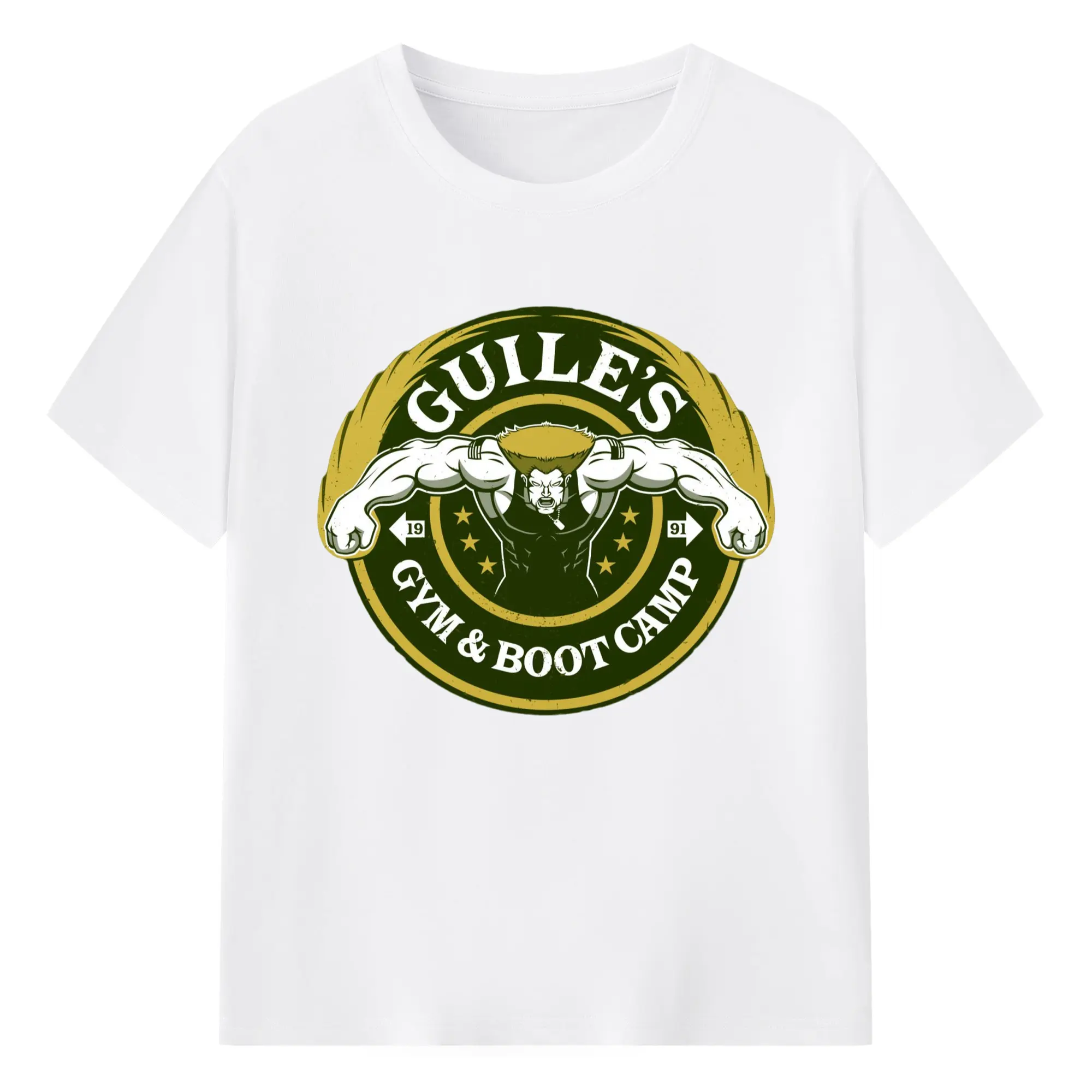 Street fighter guile icon t shirt​ - 180g Cotton T-Shirt With Front Heat Transfer Print – Soft, Lightweight, Fitted Design – Comfortable Casual Wear For Sports & Everyday Use