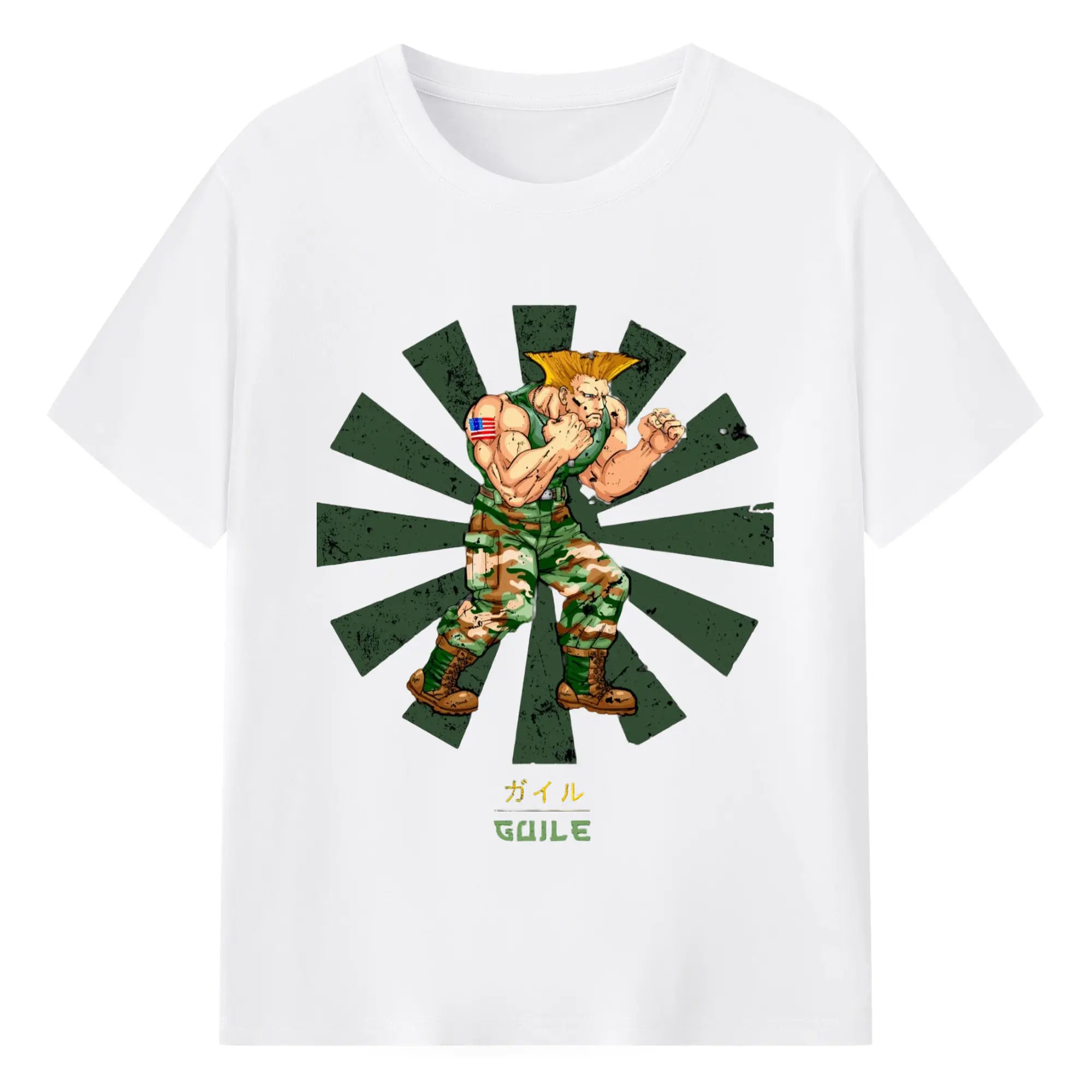 Street fighter guile t shirt​ - 180g Cotton T-Shirt With Front Heat Transfer Print – Soft, Lightweight, Fitted Design – Comfortable Casual Wear For Sports & Everyday Use