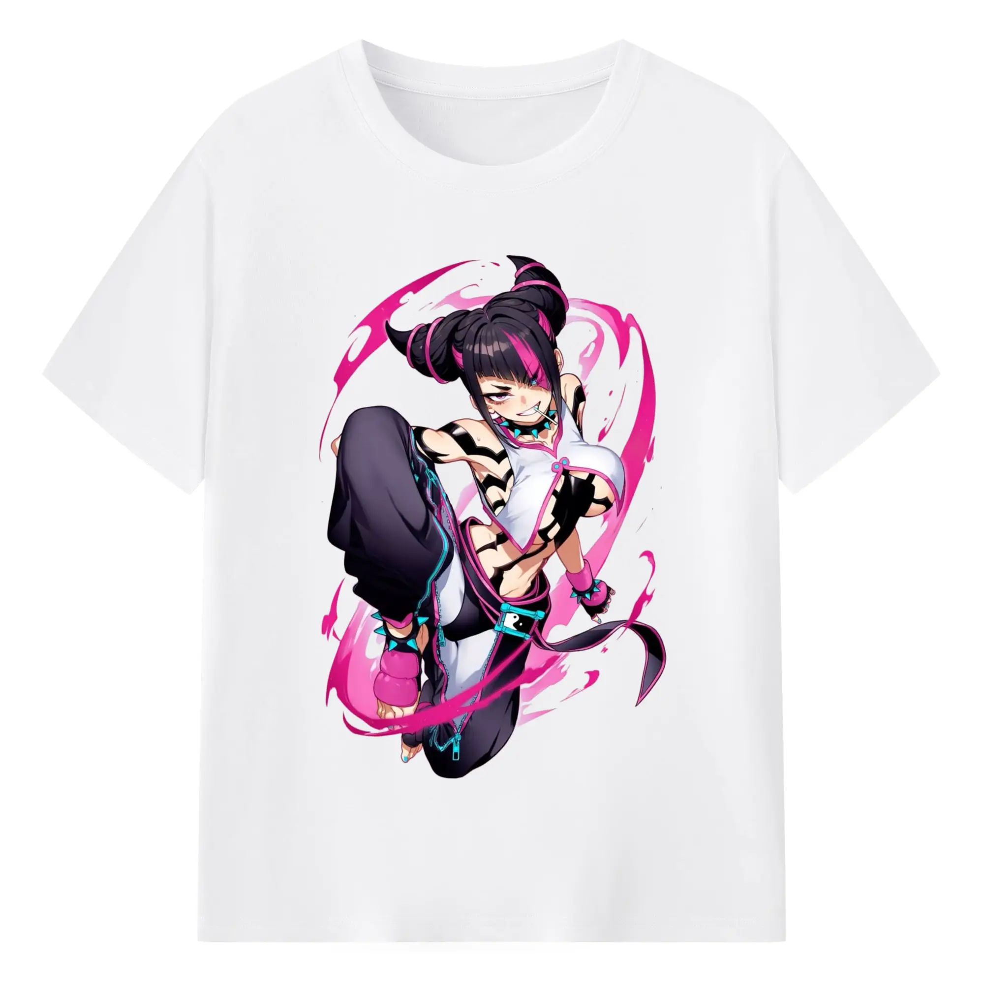 Street fighter juri shirt - 180g Cotton T-Shirt With Front Heat Transfer Print – Soft, Lightweight, Fitted Design – Comfortable Casual Wear For Sports & Everyday Use