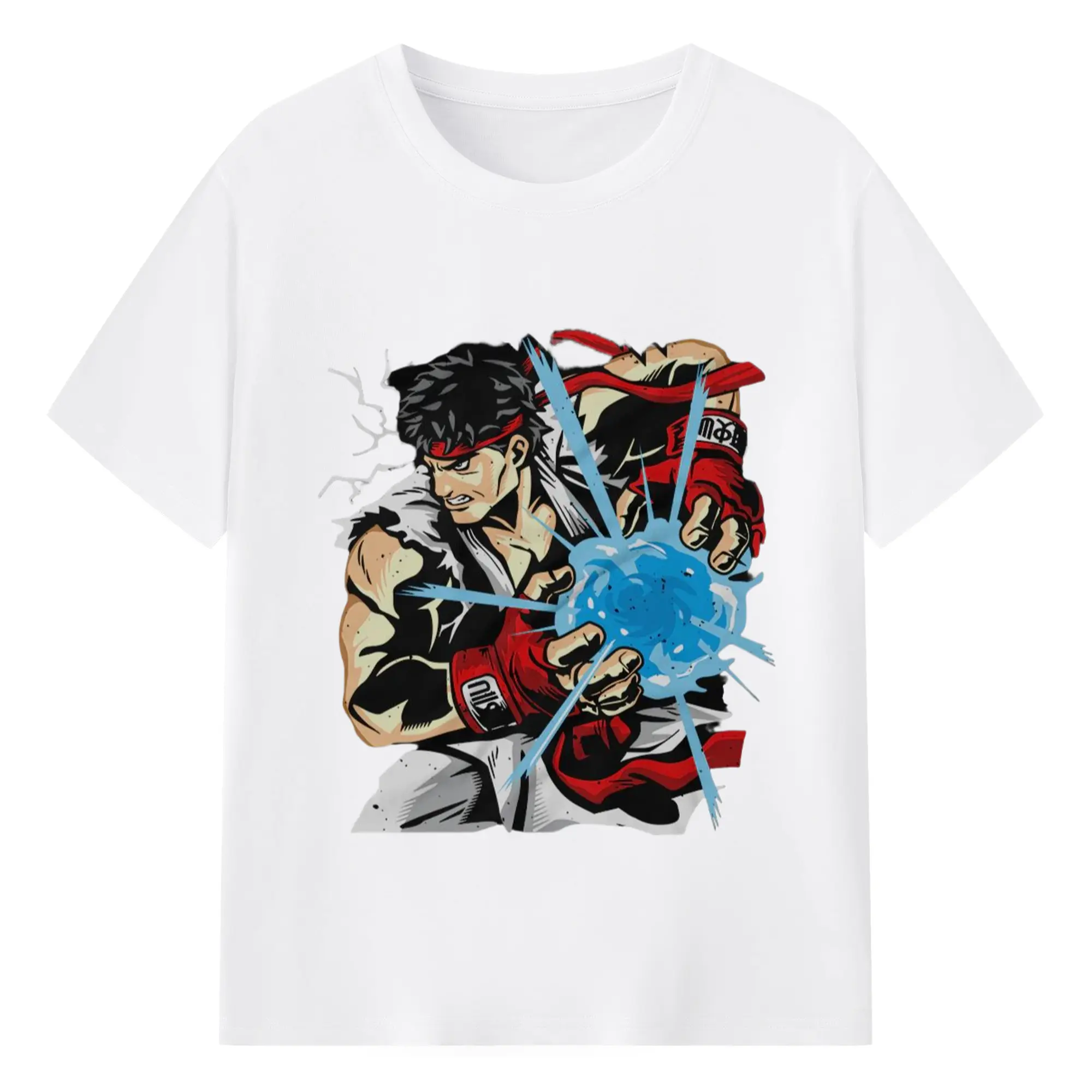 Street fighter ryu art shirt​ - 180g Cotton T-Shirt With Front Heat Transfer Print – Soft, Lightweight, Fitted Design – Comfortable Casual Wear For Sports & Everyday Use