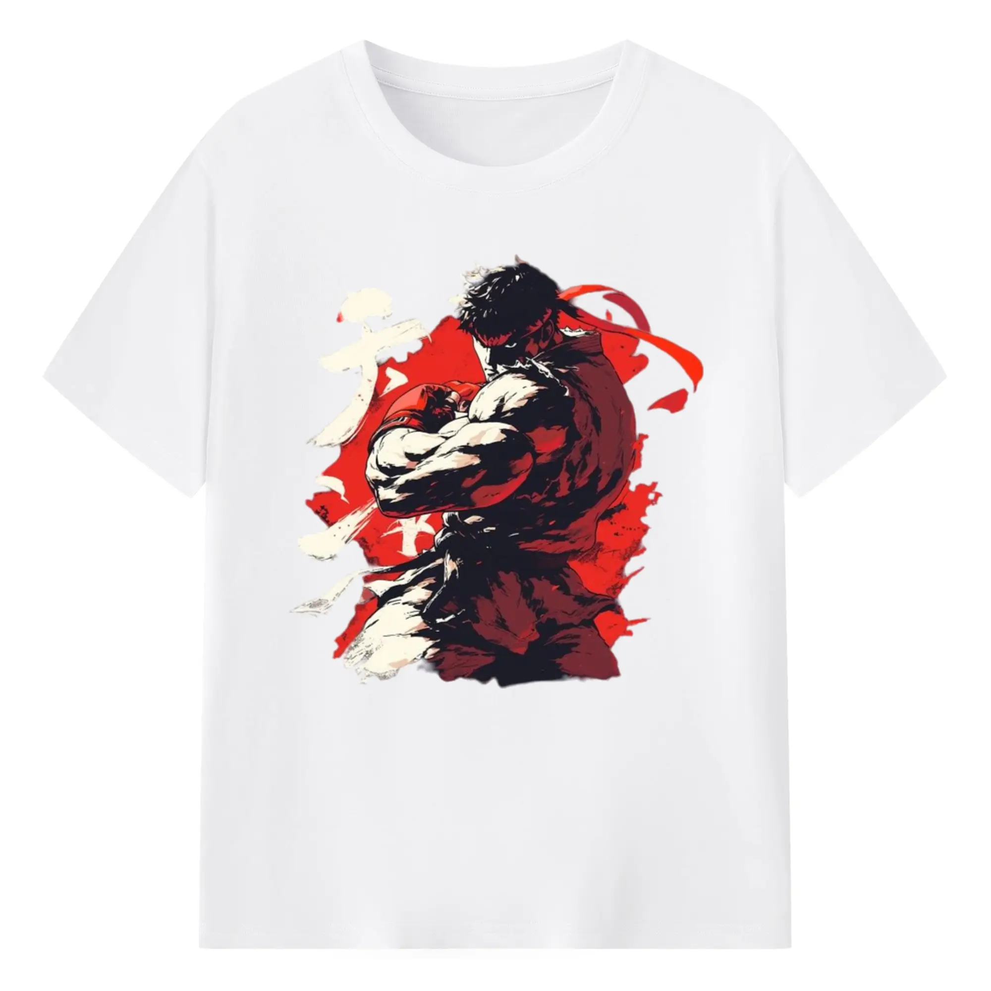 Street fighter ryu classic shirt​ - 180g Cotton T-Shirt With Front Heat Transfer Print – Soft, Lightweight, Fitted Design – Comfortable Casual Wear For Sports & Everyday Use