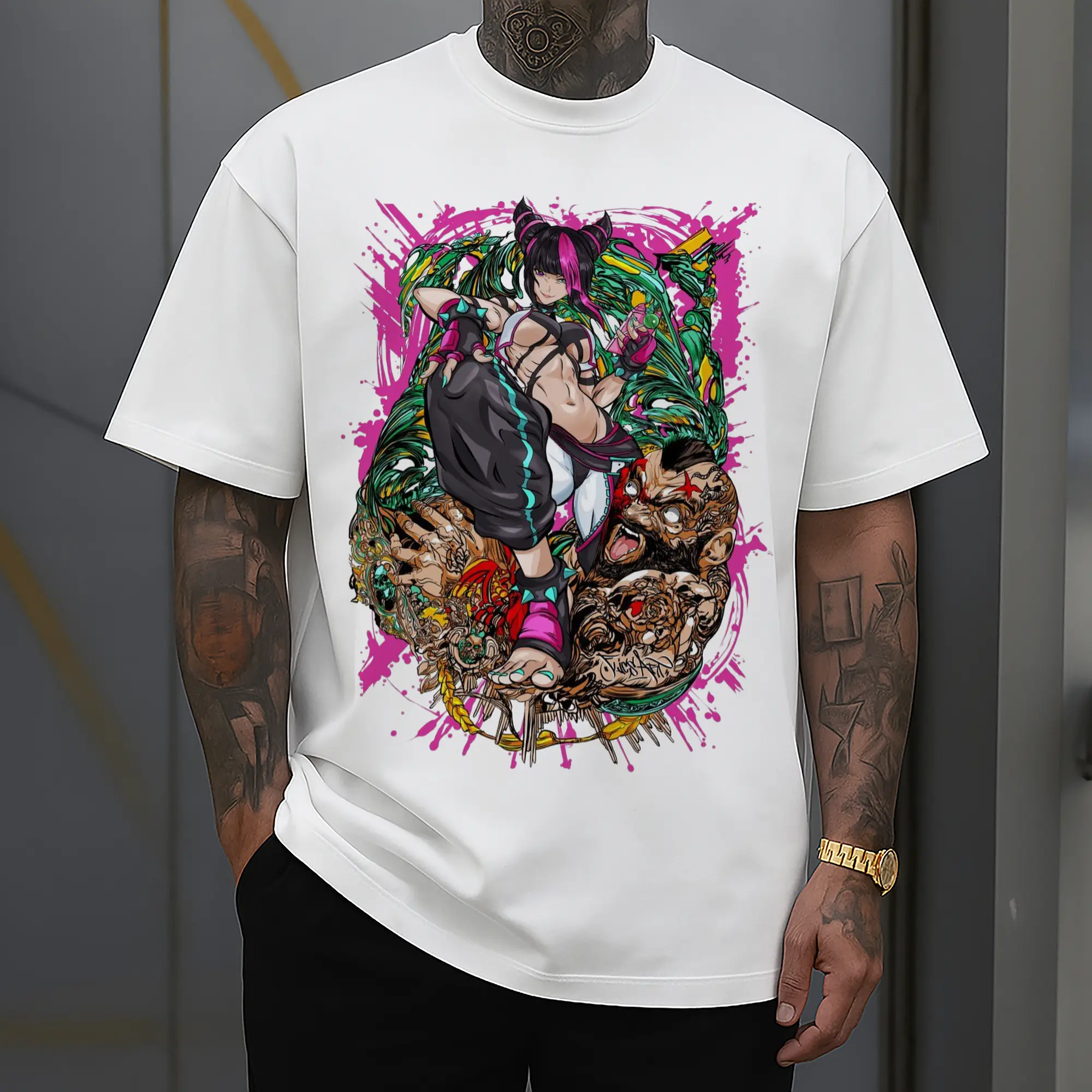 street fighter juri collage shirt