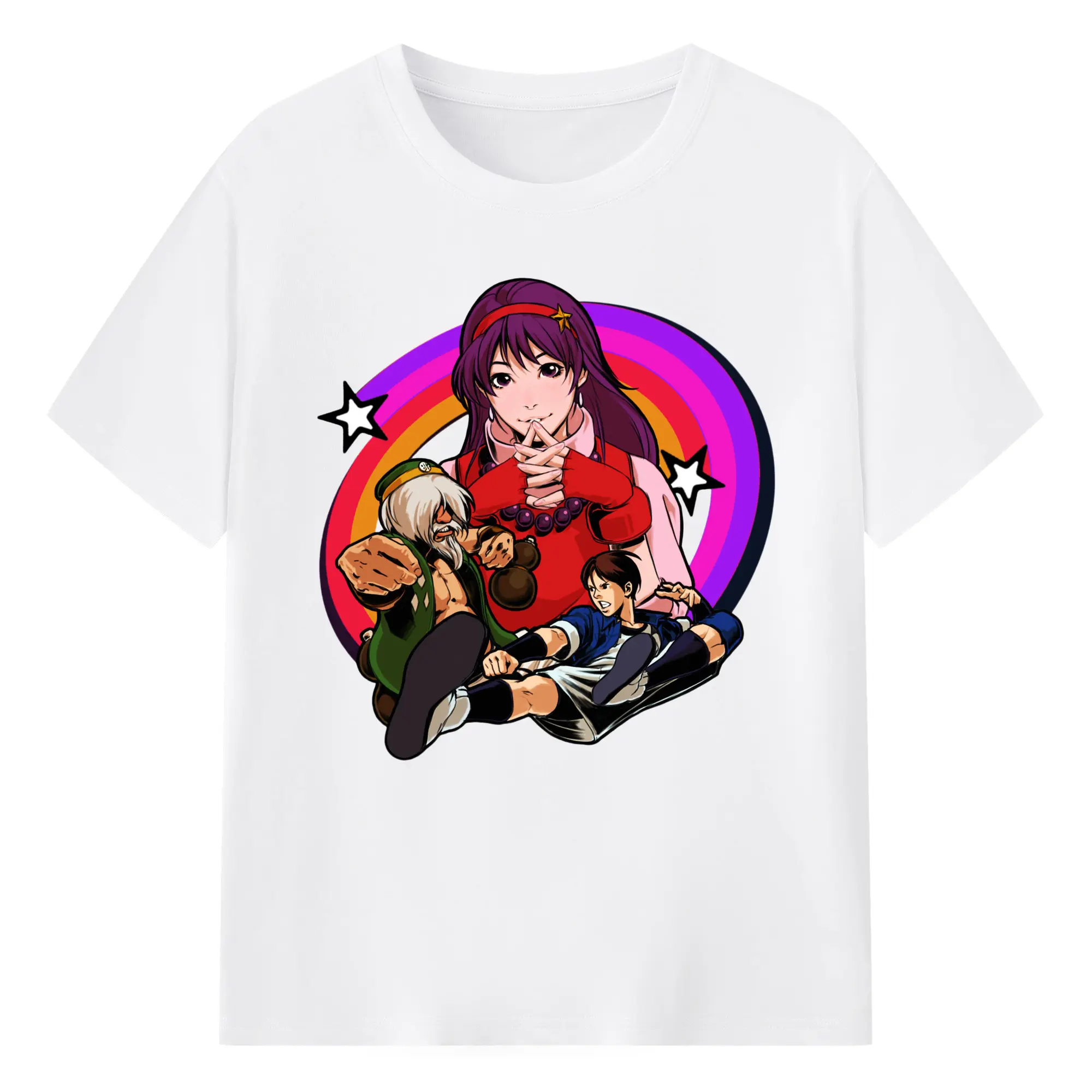 Men's the king of fighters shirt - 180g Cotton T-Shirt With Front Heat Transfer Print – Soft, Lightweight, Fitted Design – Comfortable Casual Wear For Sports & Everyday Use