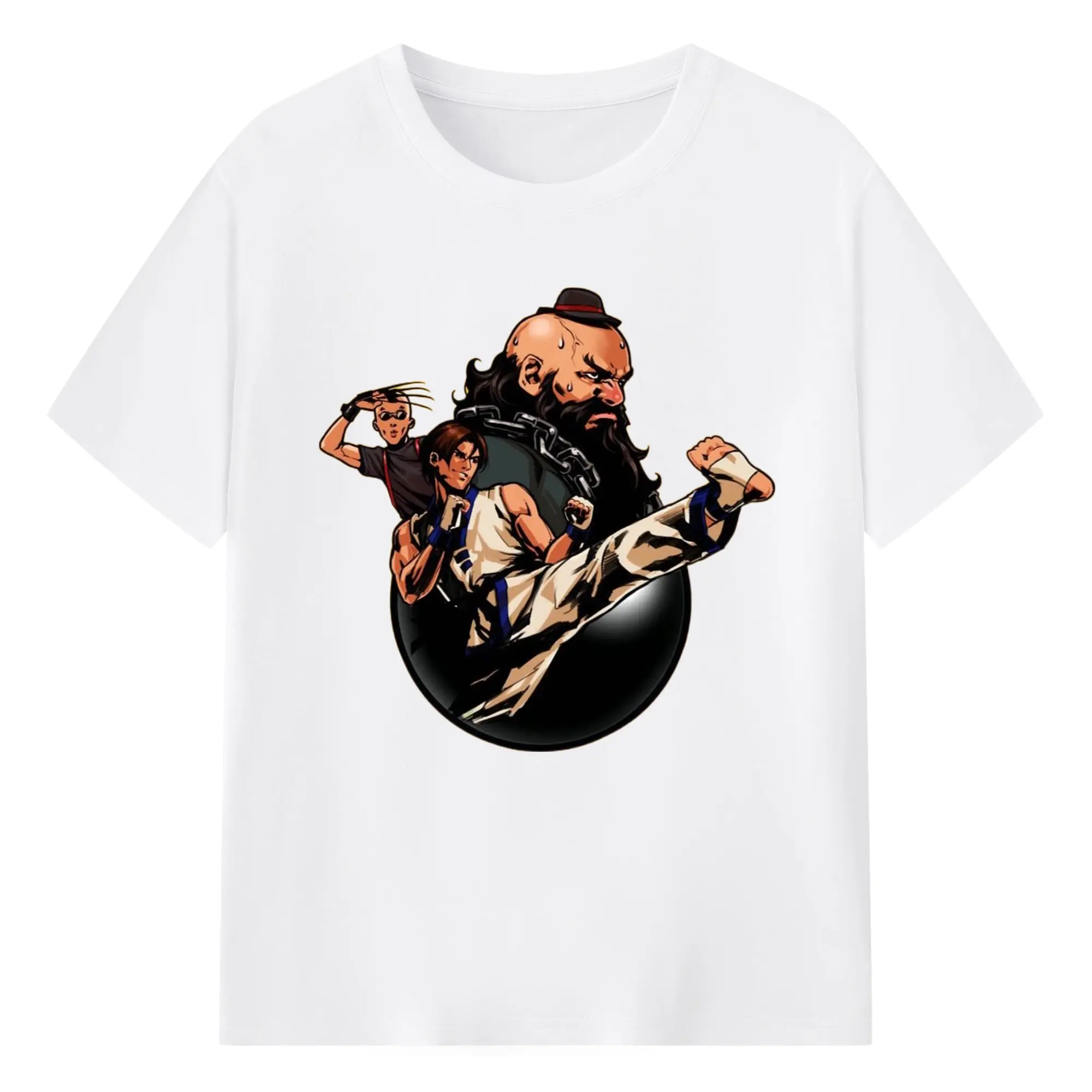 Vintage the king of fighters shirt - 180g Cotton T-Shirt With Front Heat Transfer Print – Soft, Lightweight, Fitted Design – Comfortable Casual Wear For Sports & Everyday Use