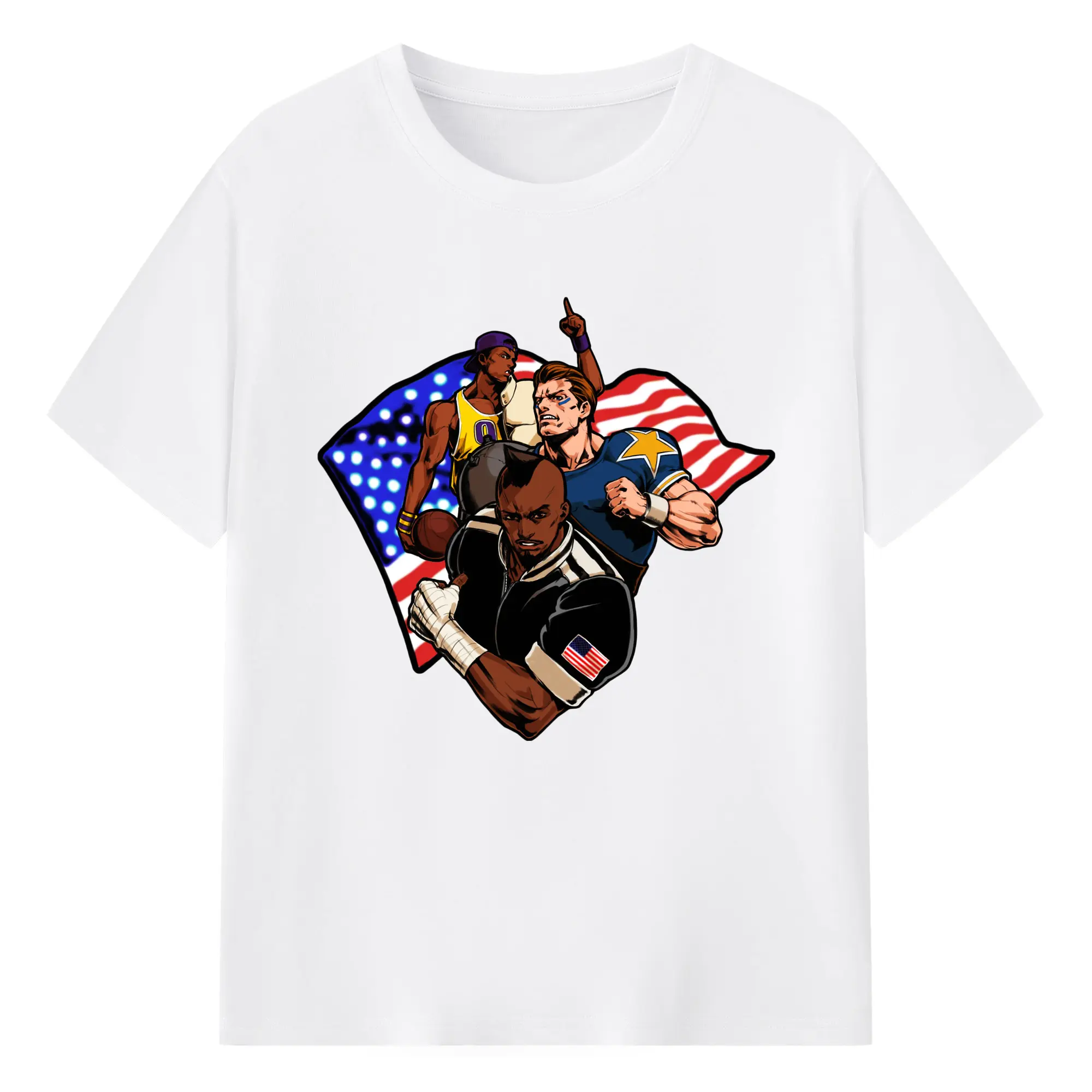 Vintage the king of fighters USA team shirt - 180g Cotton T-Shirt With Front Heat Transfer Print – Soft, Lightweight, Fitted Design – Comfortable Casual Wear For Sports & Everyday Use