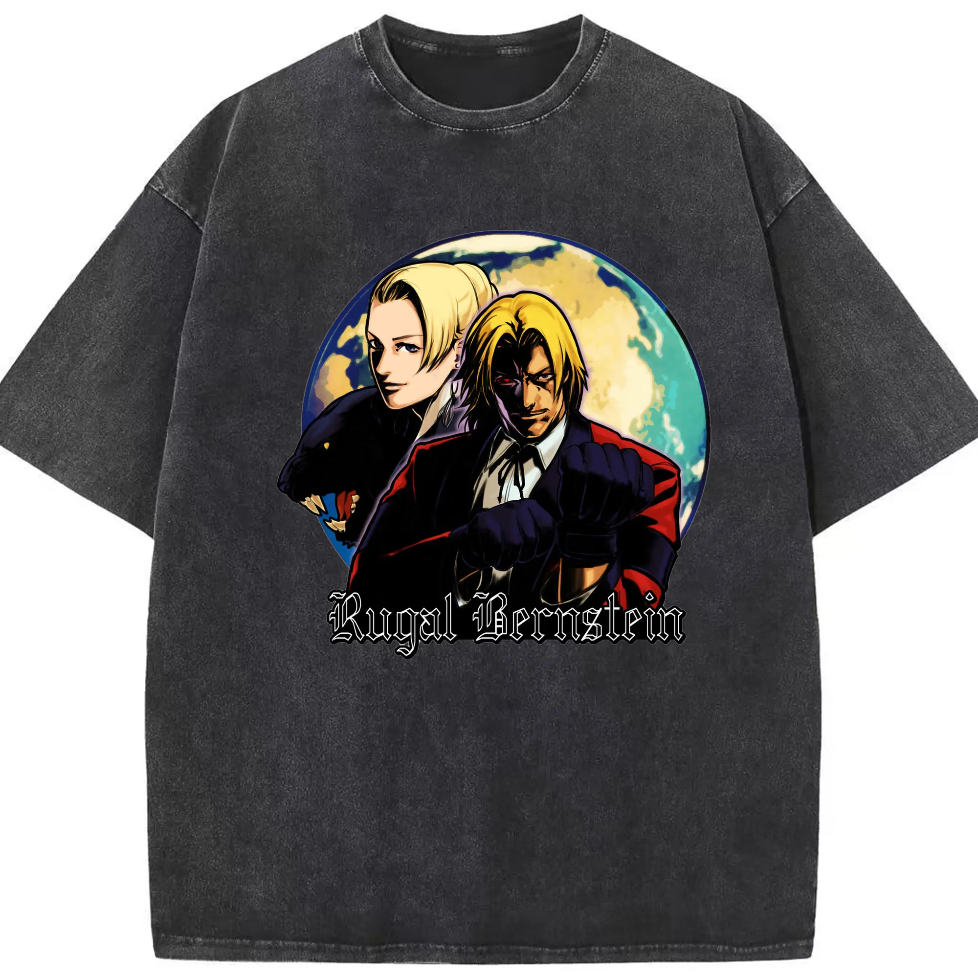 The king of fighters graphic tee - Washed Vintage Look 230g Cotton Oversized T-Shirt With Front Heat Transfer Print – Soft, Lightweight, Stylish Fit – Comfortable Casual Wear For Sports & Everyday Use