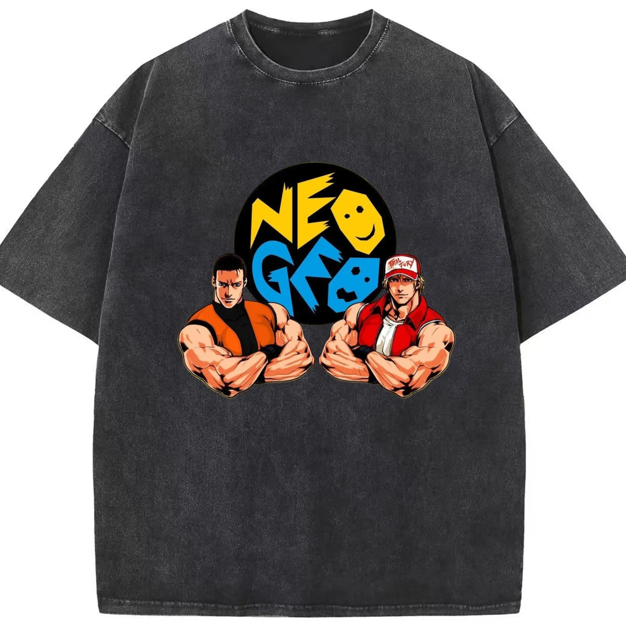 The king of fighters shirt Classic Tee - Washed Vintage Look 230g Cotton Oversized T-Shirt With Front Heat Transfer Print – Soft, Lightweight, Stylish Fit – Comfortable Casual Wear For Sports & Everyday Use