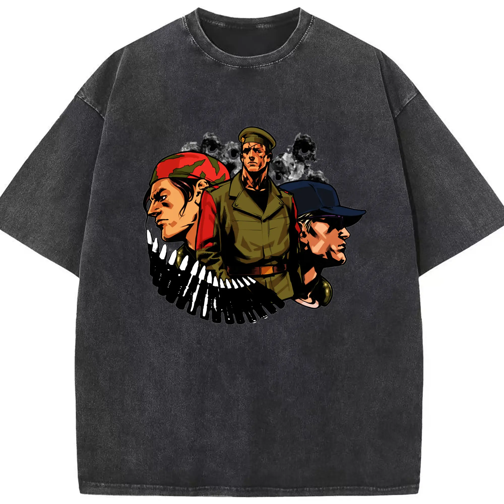 Vintage the king of fighters t-shirt - Washed Vintage Look 230g Cotton Oversized T-Shirt With Front Heat Transfer Print – Soft, Lightweight, Stylish Fit – Comfortable Casual Wear For Sports & Everyday Use