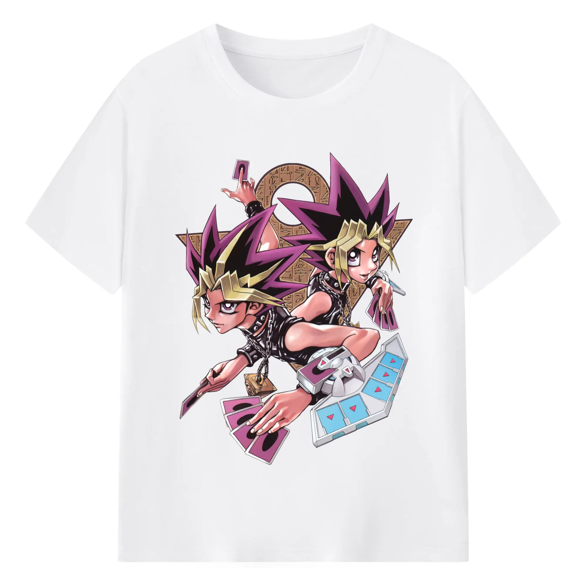 Yu-gi-oh Characters Yugi Muto retro shirt​ - 180g Cotton T-Shirt With Front Heat Transfer Print – Soft, Lightweight, Fitted Design – Comfortable Casual Wear For Sports & Everyday Use