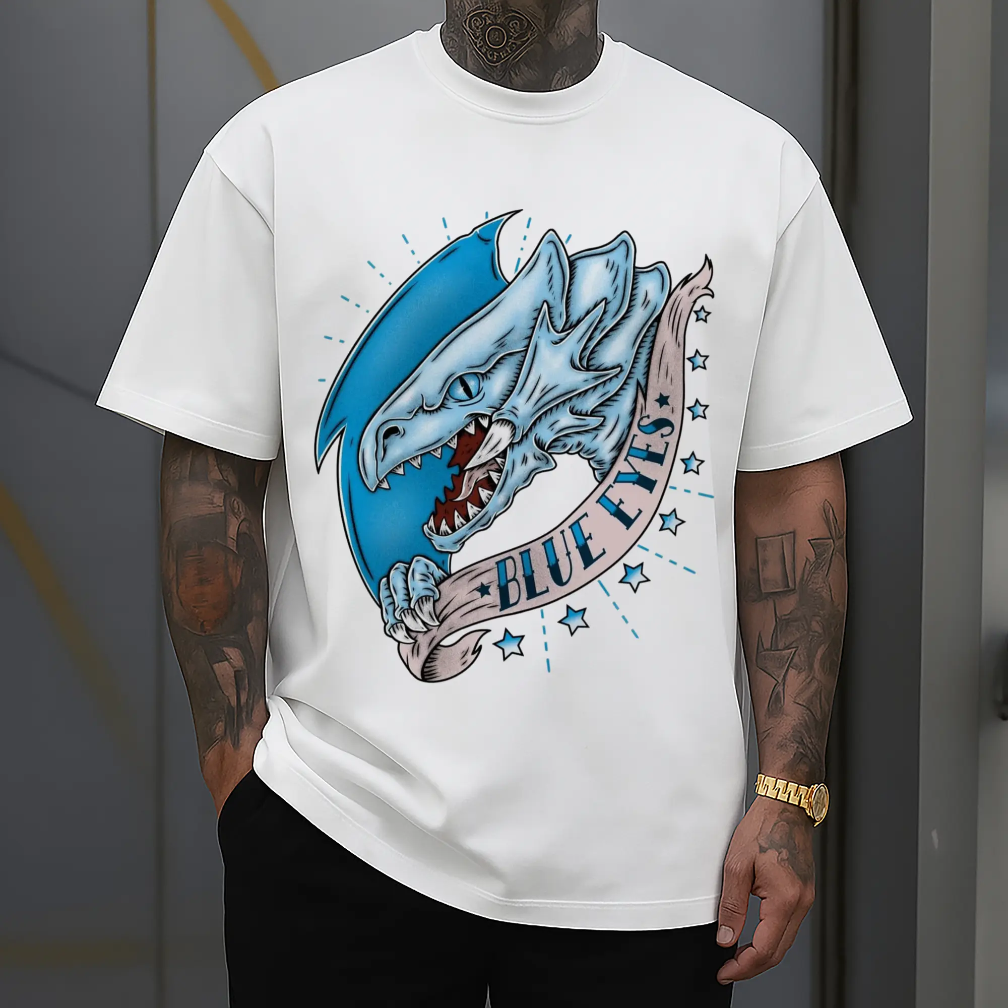 yu-gi-oh bule eyes graphic shirt​