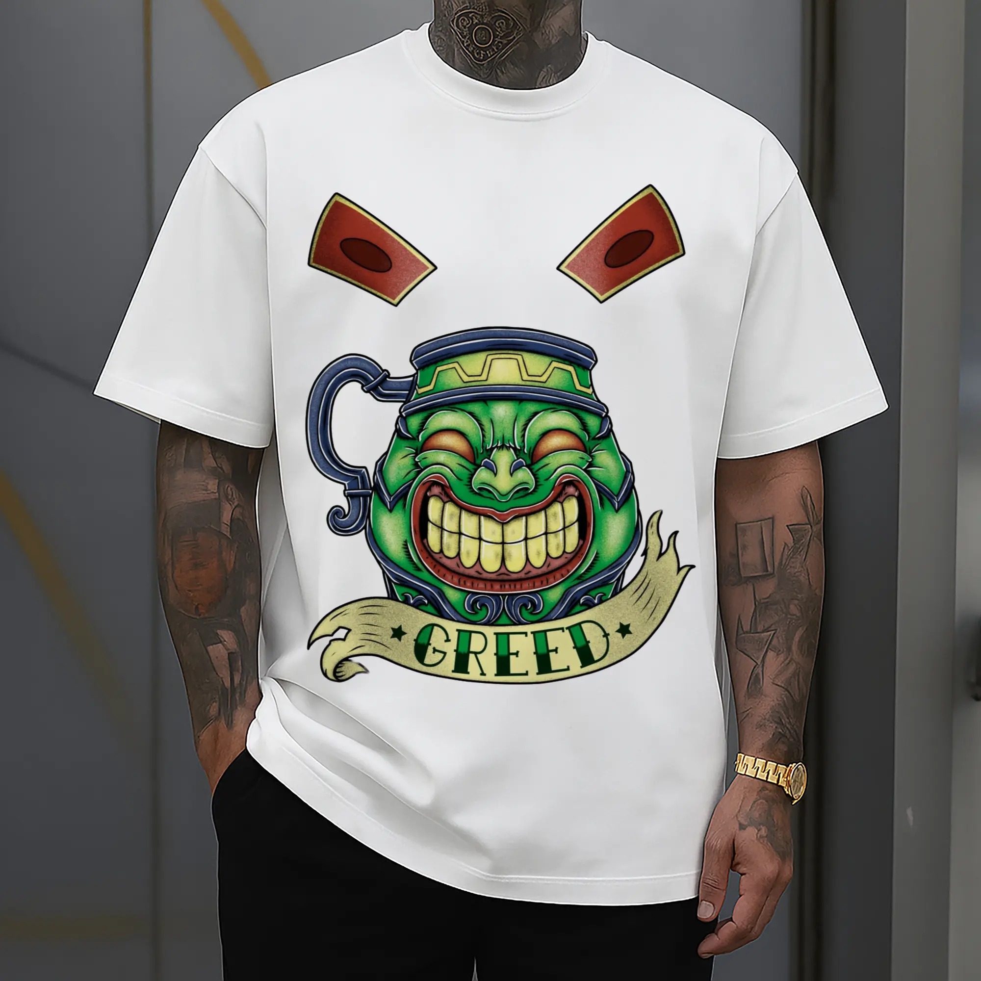 yu-gi-oh greed graphic shirt​