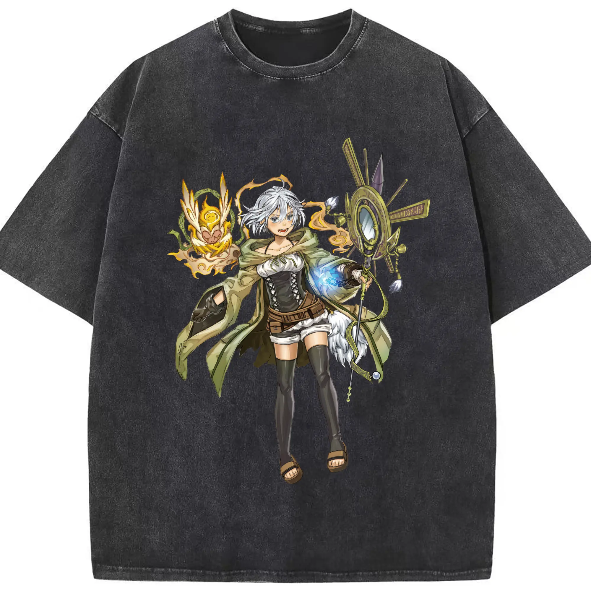 Men&#039;s yu-gi-oh graphic t-shirt​ - Washed Vintage Look 230g Cotton Oversized T-Shirt With Front Heat Transfer Print – Soft, Lightweight, Stylish Fit – Comfortable Casual Wear For Sports & Everyday Use