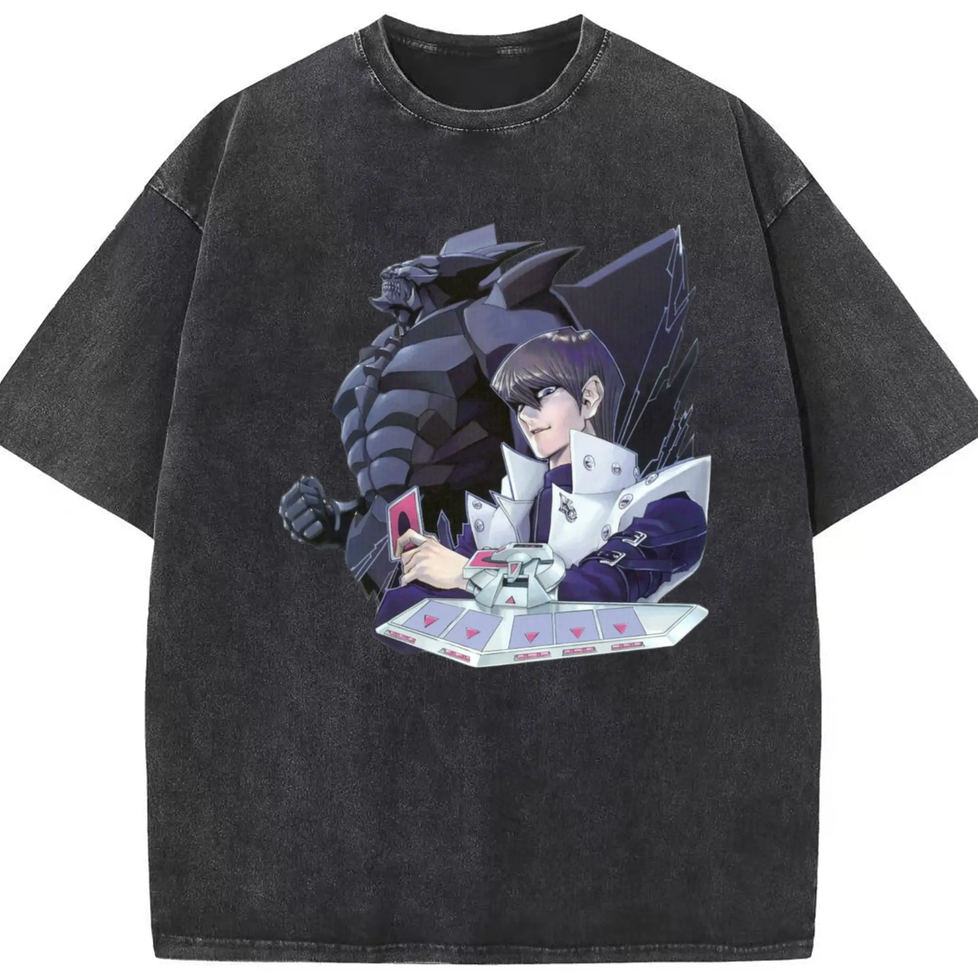 Yu-gi-oh Characters Seto Kaiba shirt​ - Washed Vintage Look 230g Cotton Oversized T-Shirt With Front Heat Transfer Print – Soft, Lightweight, Stylish Fit – Comfortable Casual Wear For Sports & Everyday Use