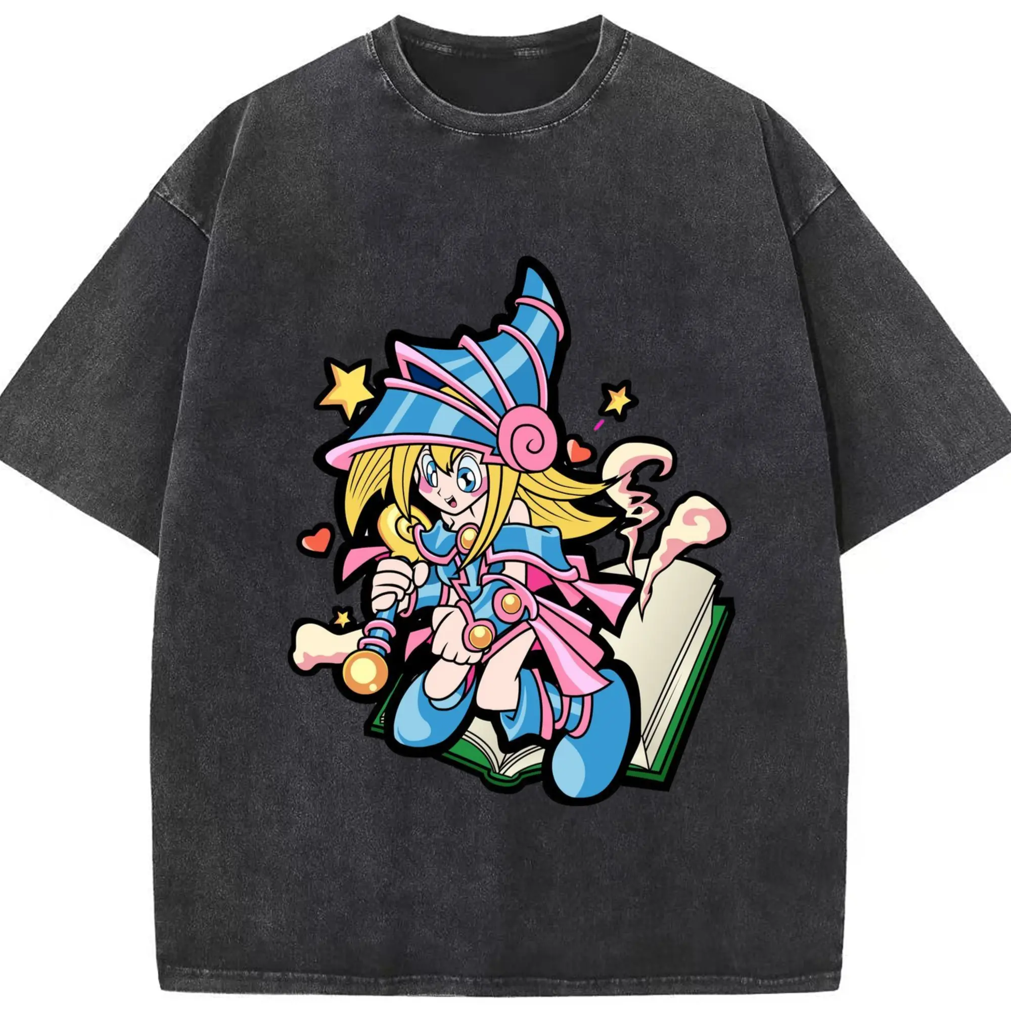 Yu-gi-oh Dark Magician Girl tee - Washed Vintage Look 230g Cotton Oversized T-Shirt With Front Heat Transfer Print – Soft, Lightweight, Stylish Fit – Comfortable Casual Wear For Sports & Everyday Use