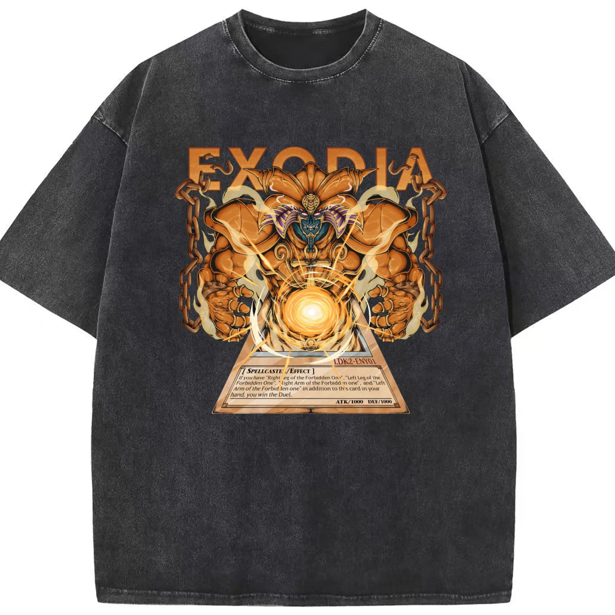 Yu-gi-oh exodia graphic shirt​ - Washed Vintage Look 230g Cotton Oversized T-Shirt With Front Heat Transfer Print – Soft, Lightweight, Stylish Fit – Comfortable Casual Wear For Sports & Everyday Use