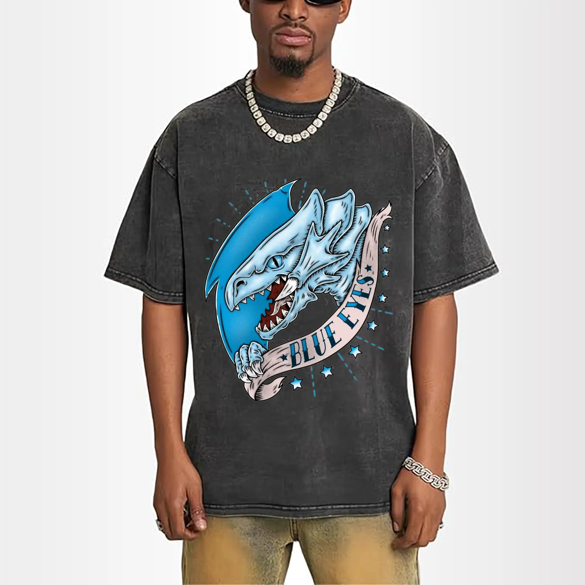 yu-gi-oh bule eyes graphic shirt​